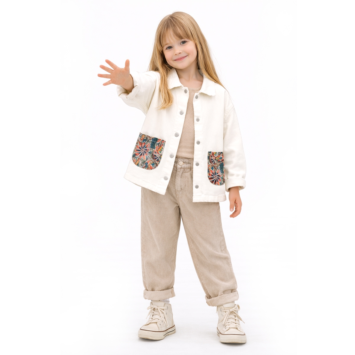 KIZ ÇOCUK 5-8 YAŞ DİJİTA LCEPLİ HAM CEKET 