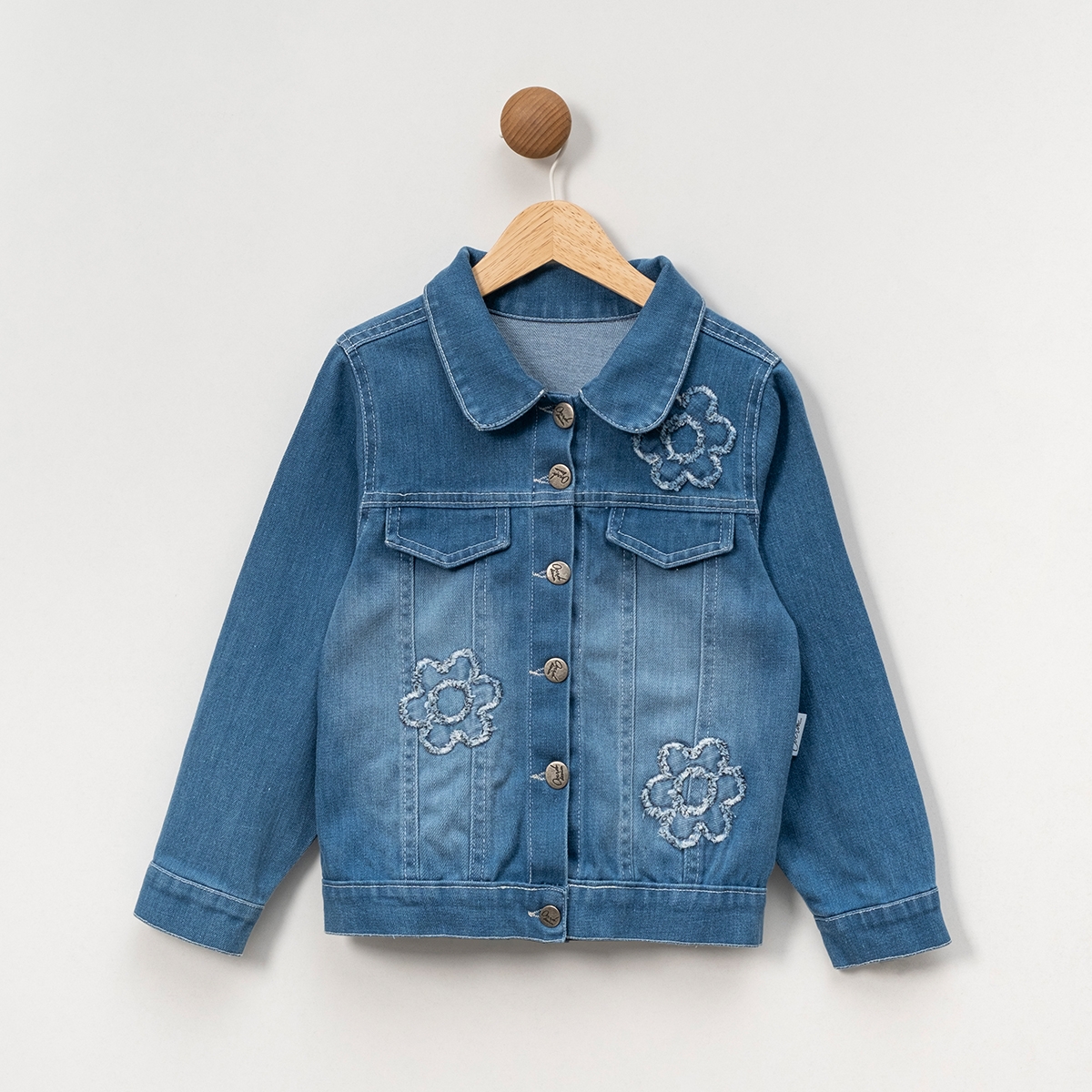 GIRL 5-8 AGE DAISY THEME EMBROIDERED DENIM JACKET