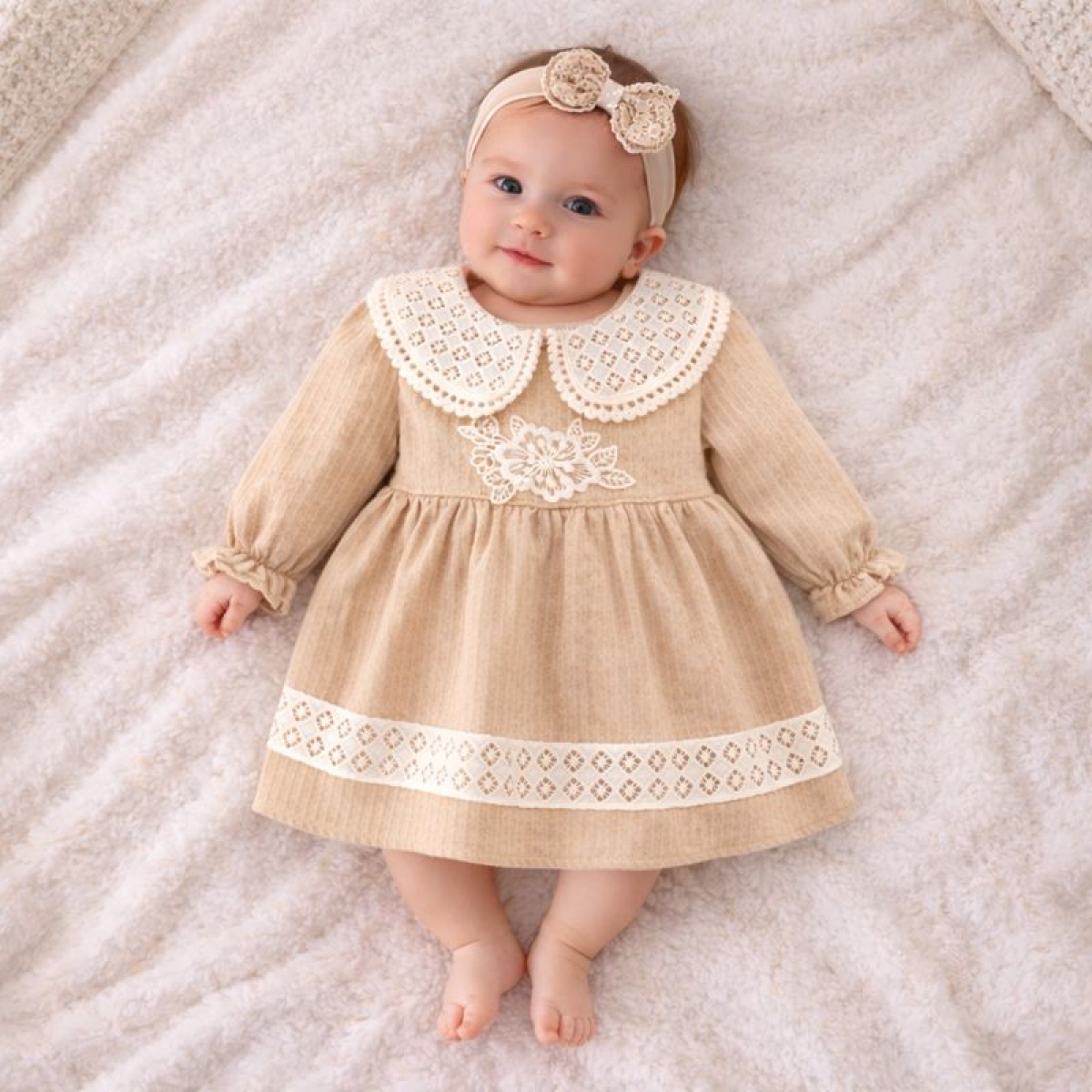 KIZ ÇOCUK 6-18 AY KETEN ELBİSE 