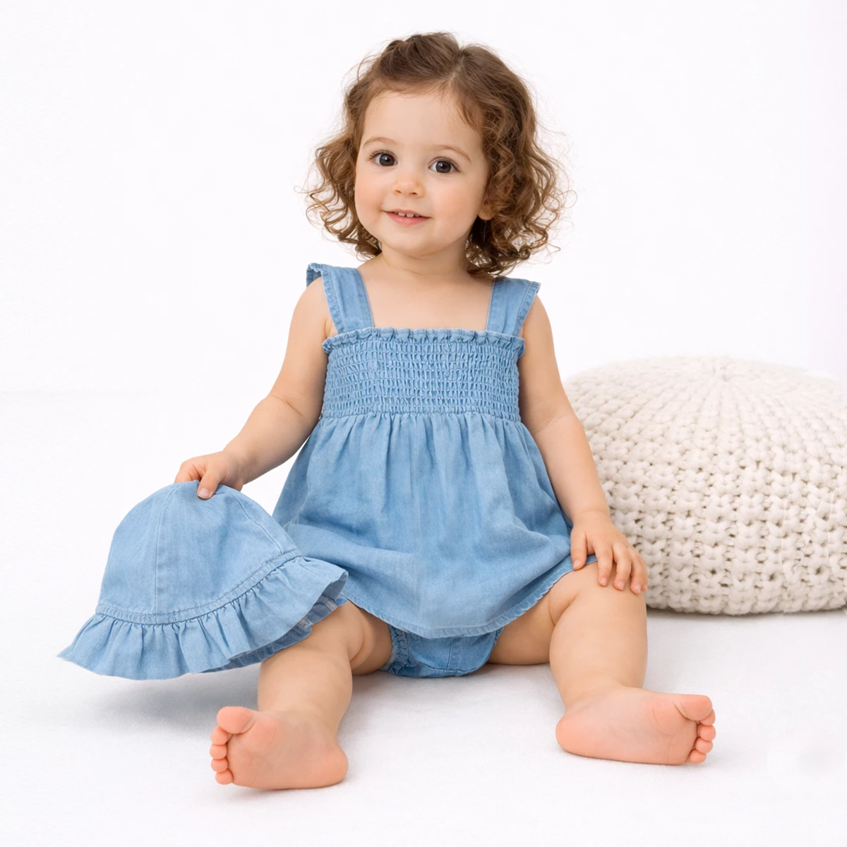 KIZ ÇOCUK 9-24 AY KOT ŞAPKALI SLİPLİ ELBİSE 3 LÜ TAKIM 