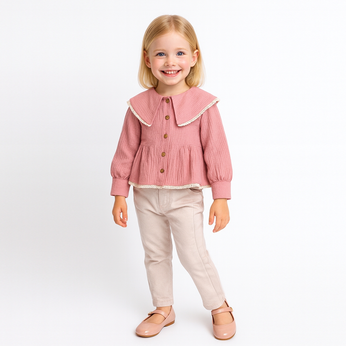 KIZ 1-4 YAŞ MÜSLİN GÖMLEK ÇOCUK TAKIM 