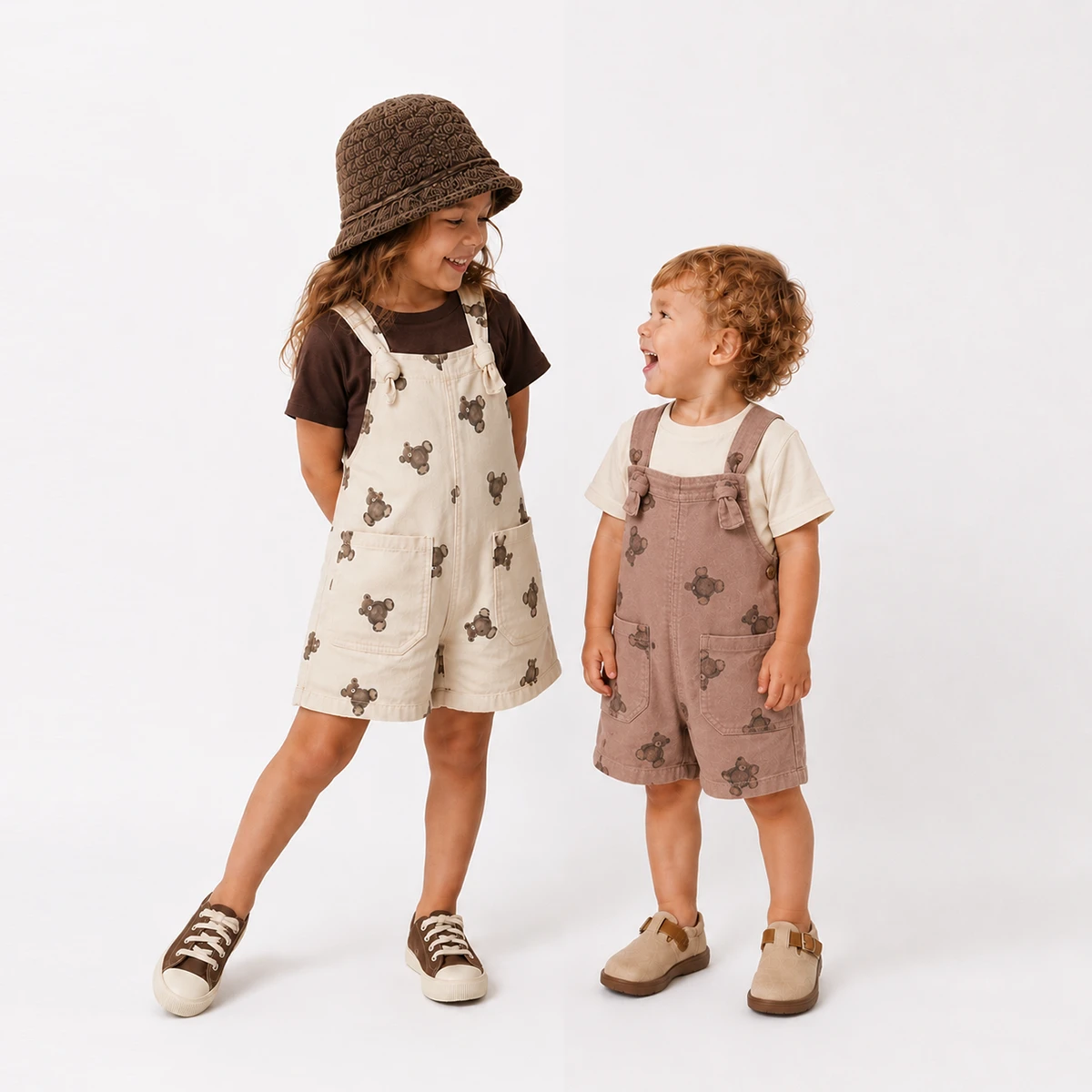 UNISEX ÇOCUK 1-4 YAŞ BASKILI HAM ŞORT SALOPET 