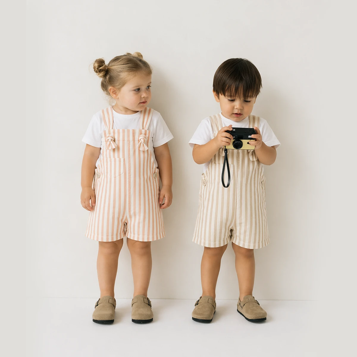 UNSEX 1-4 YAŞ ÇİZGİLİ HAM KOT ŞORT SALOPET 