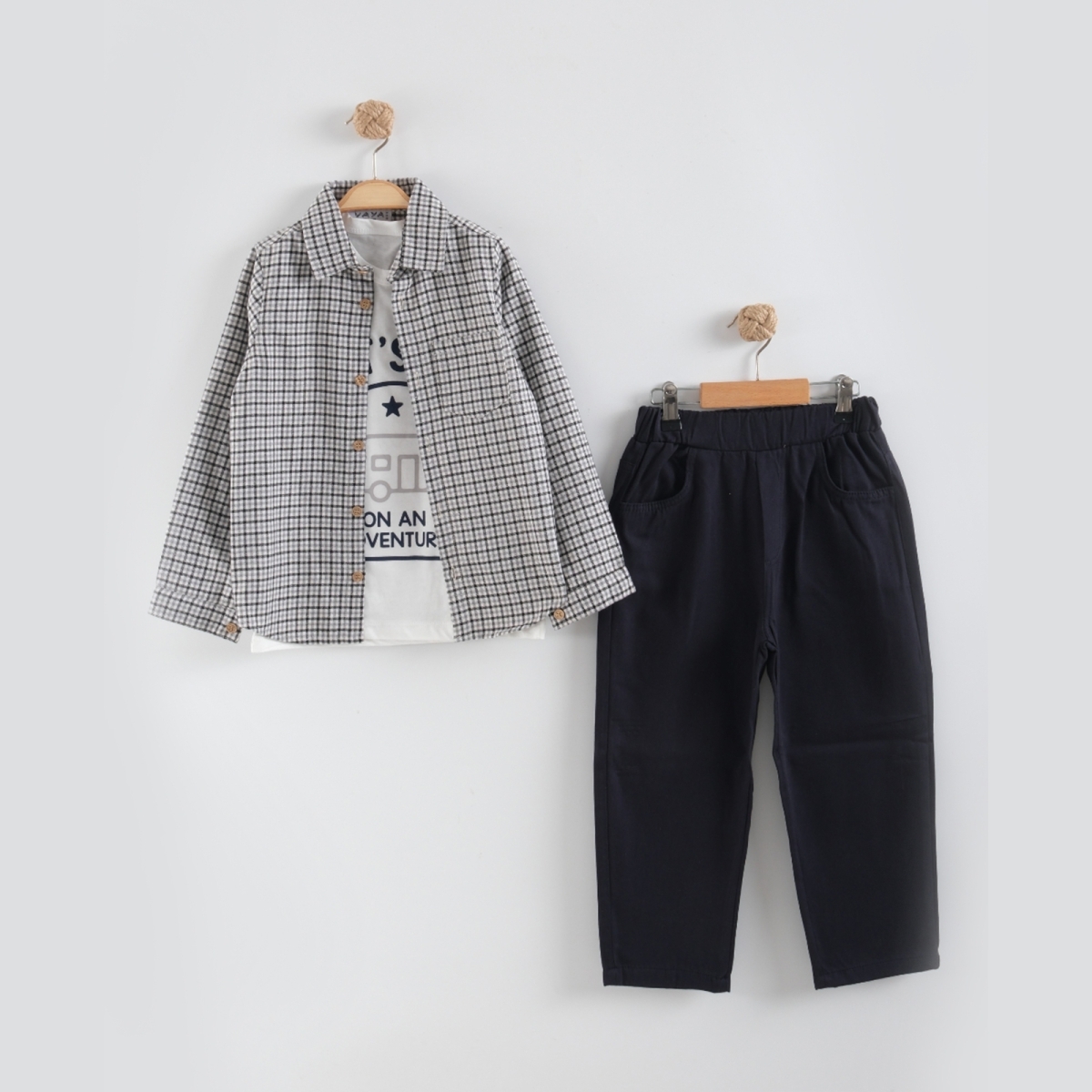 ERKEK ÇOCUK 6-9 YAŞ GÖMLEK PANTOLON 3 LÜ TAKIM 