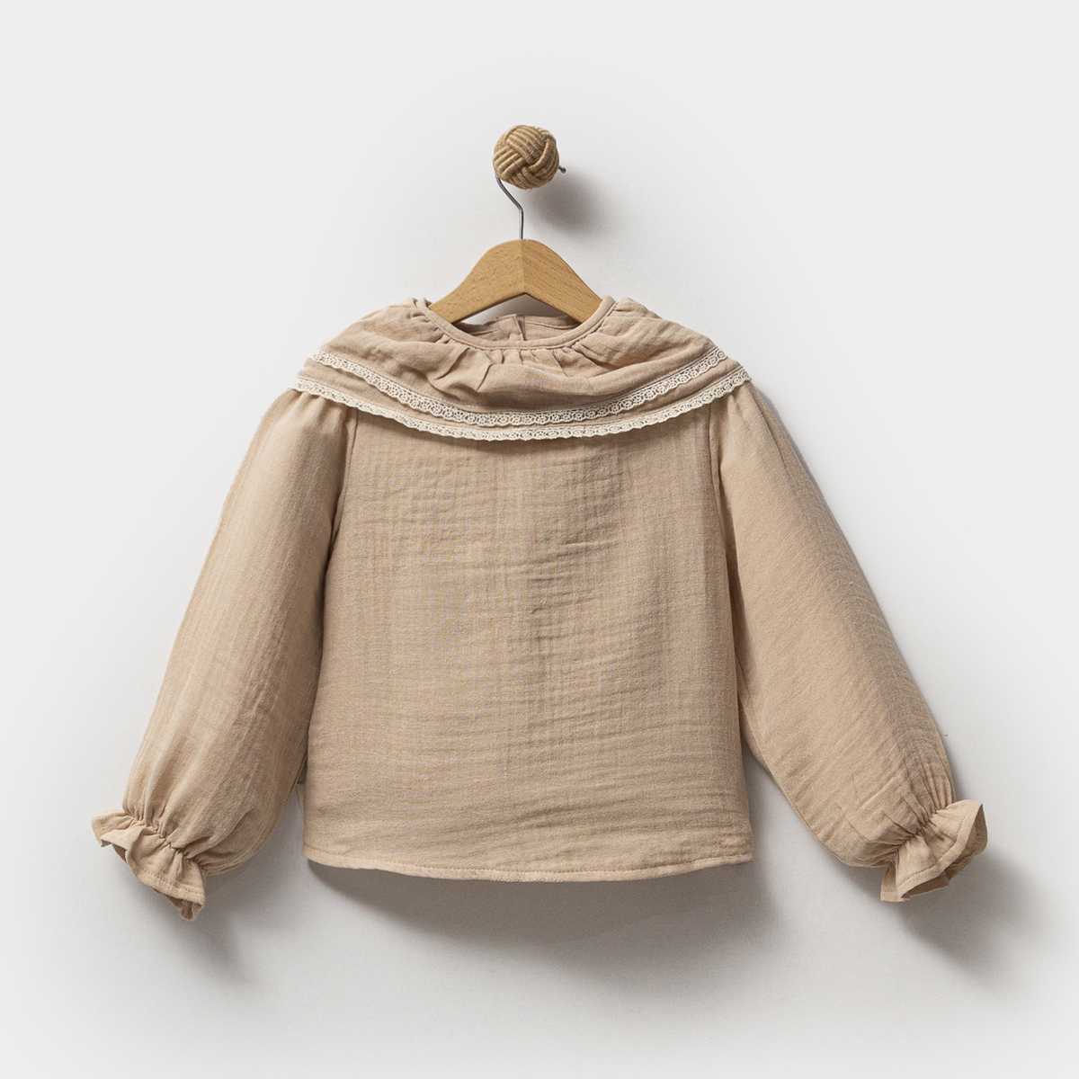 KIZ 5-8 YAŞ FIRFIRLI MÜSLİN GÖMLEK 