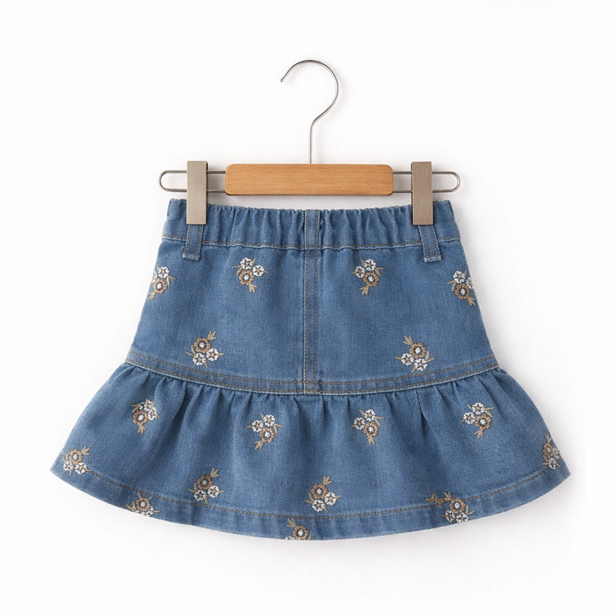 KIZ ÇOCUK 1-4 YAŞ ÇİÇEK NAKIŞLI KOT ETEK 