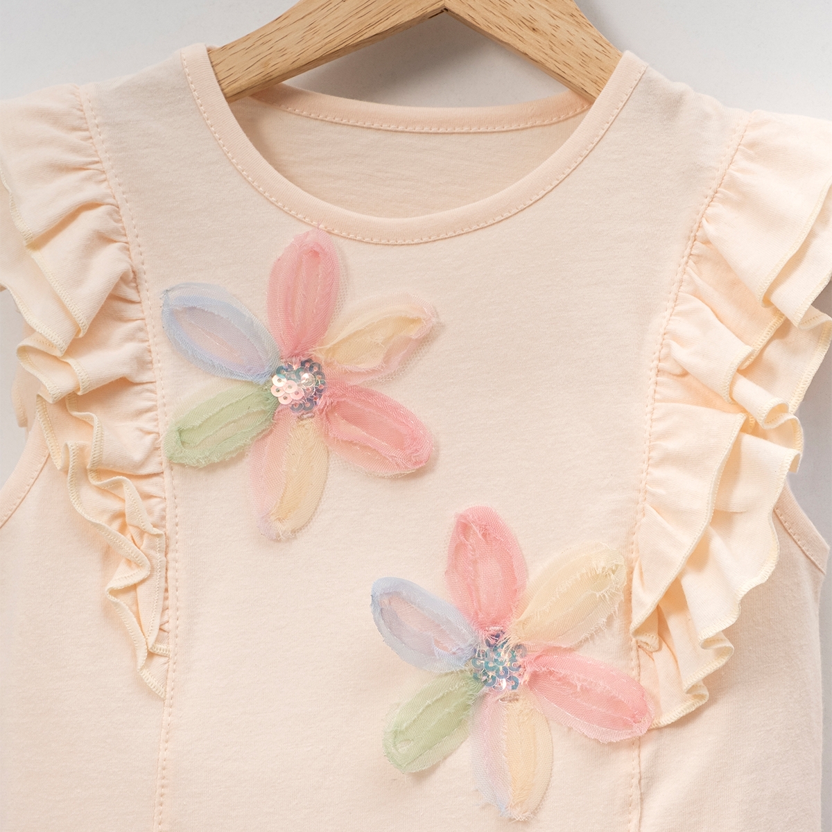 KIZ ÇOCUK 5-8 YAŞ FLOWER DETAYLI T-SHİRT 