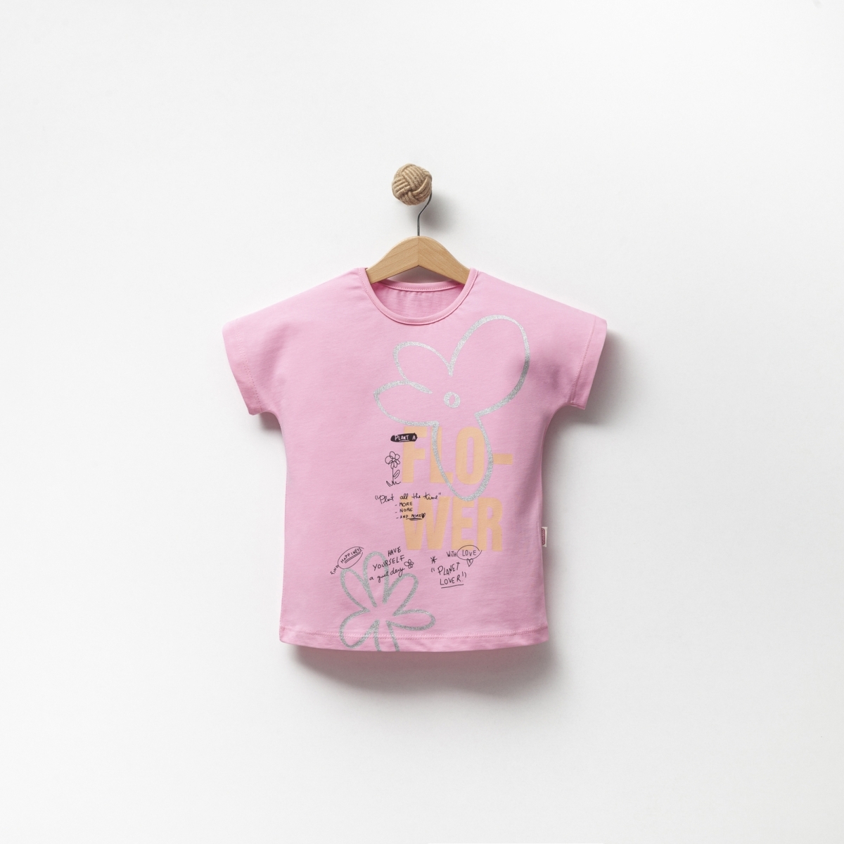 KIZ 5-8 YAŞ ÇİCEK BASKILI T-SHIRT 