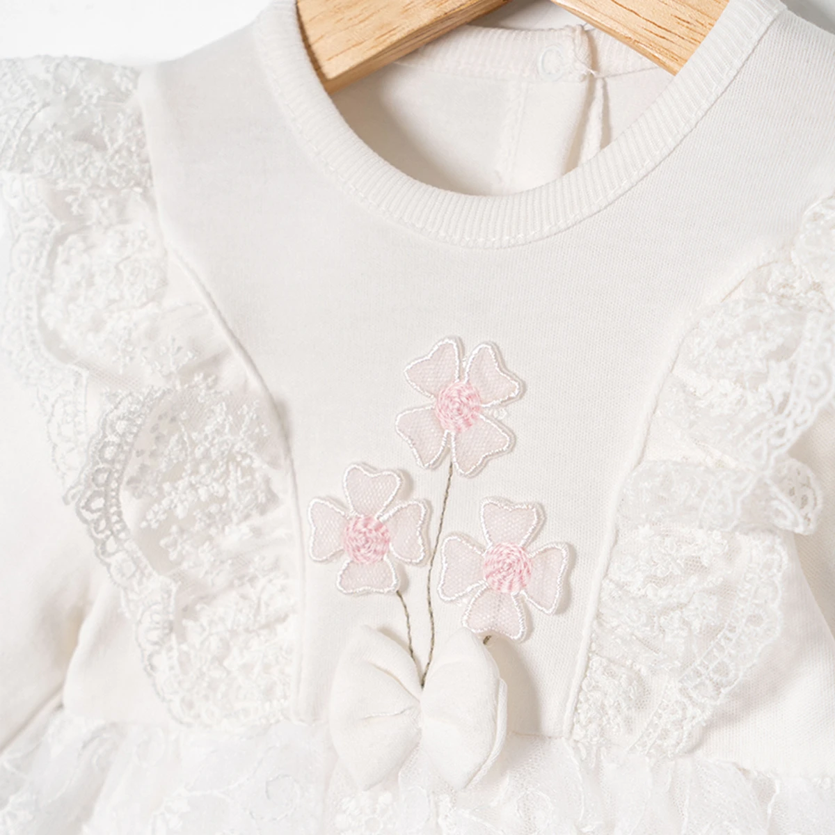 KIZ BEBEK 3-12 AY ELBİSE - BEYAZ