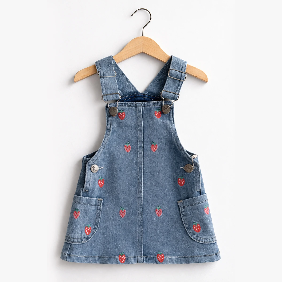 KIZ ÇOCUK 1-4 YAŞ ÇİLEK NAKIŞLI KOT JİLE 