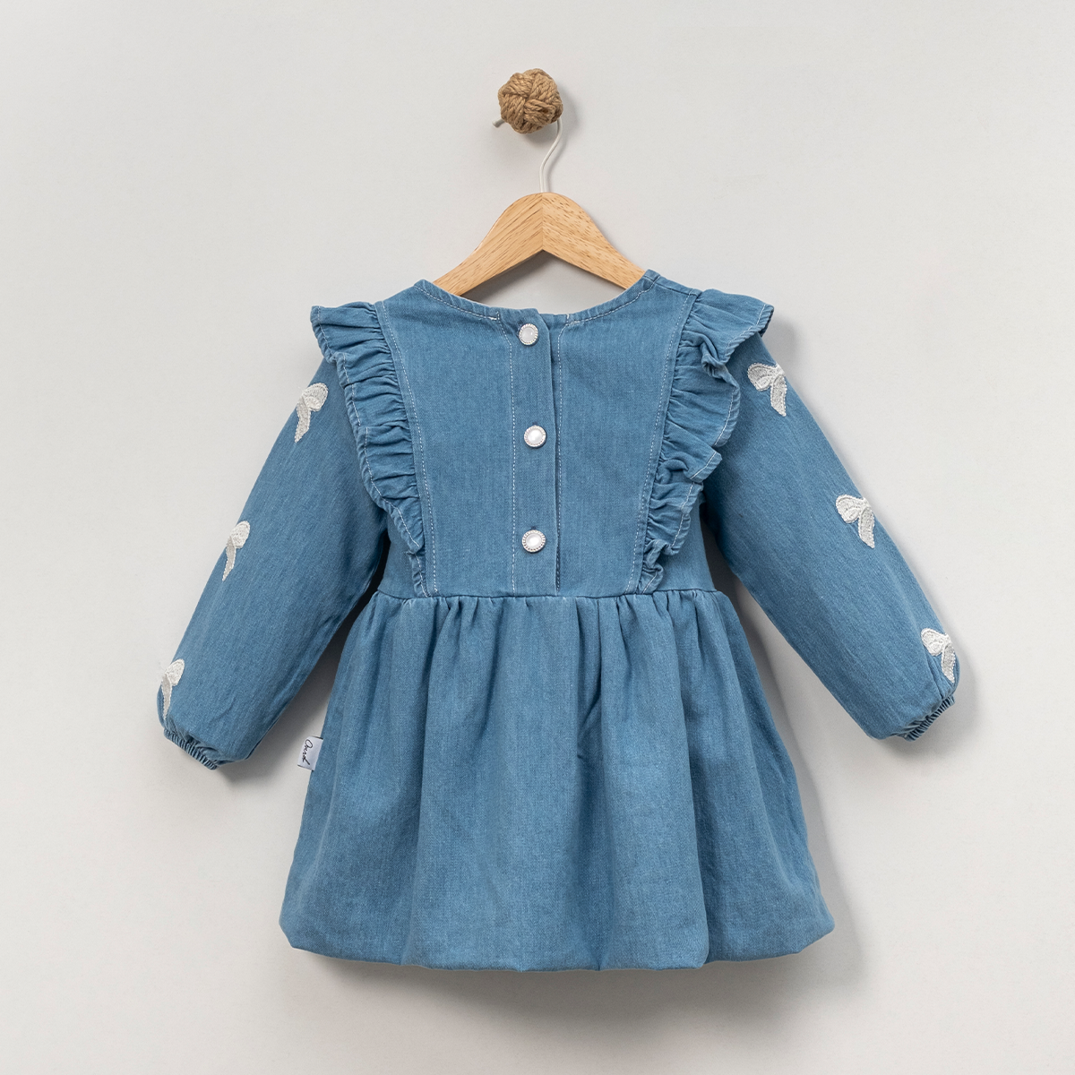 KIZ ÇOCUK 1-4 YAŞ NAKIŞLI TOKALI KOT ELBİSE