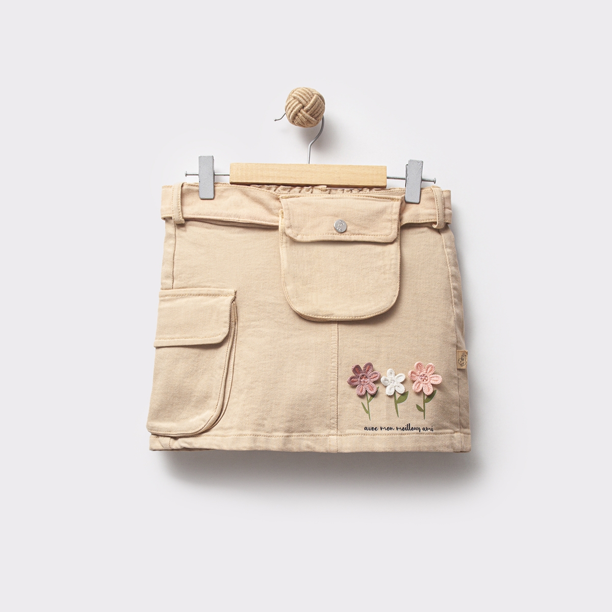 GIRL'S 5-8 YEARS OLD, CREAM SKIRT WITH BAG