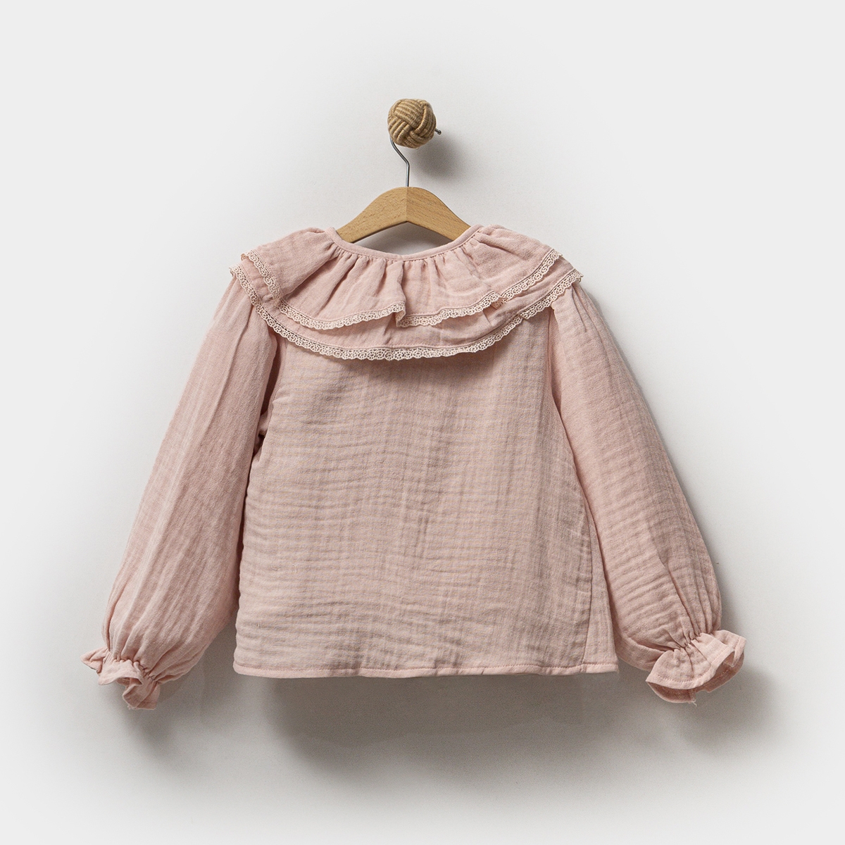 KIZ 5-8 YAŞ FIRFIRLI MÜSLİN GÖMLEK 