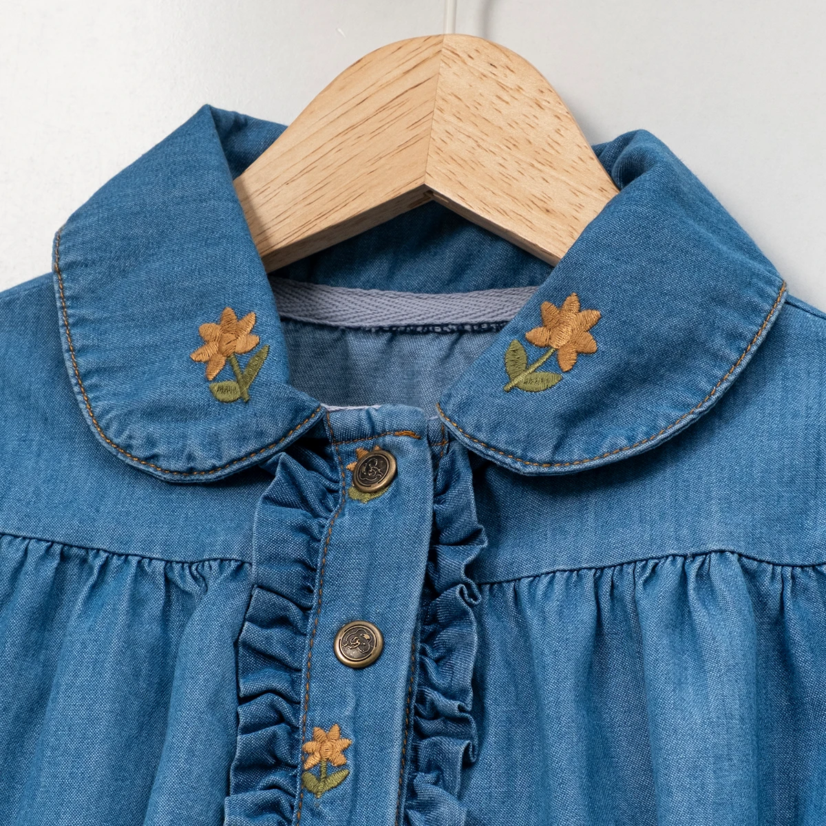 KIZ ÇOCUK 1-4 YAŞ NAKIŞLI KOT GÖMLEK