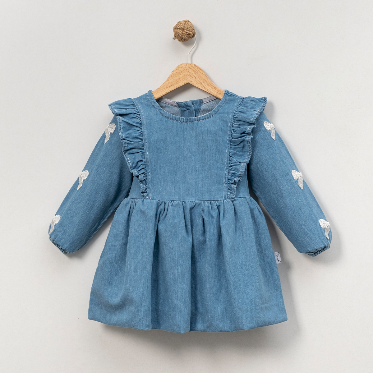 KIZ ÇOCUK 1-4 YAŞ NAKIŞLI TOKALI KOT ELBİSE