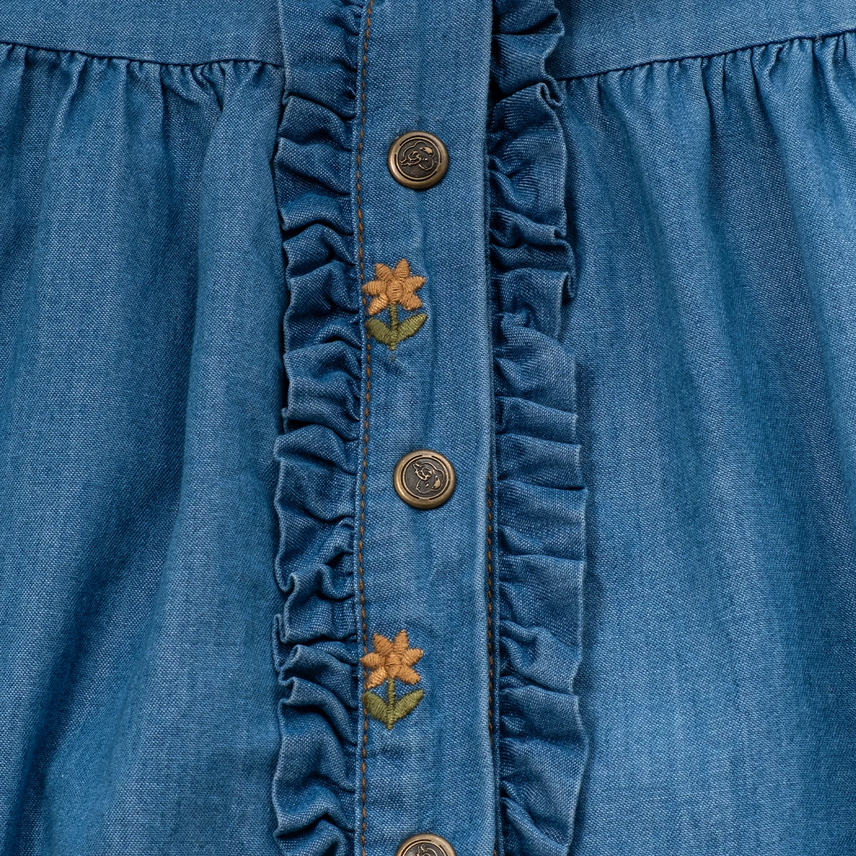 KIZ ÇOCUK 1-4 YAŞ NAKIŞLI KOT GÖMLEK