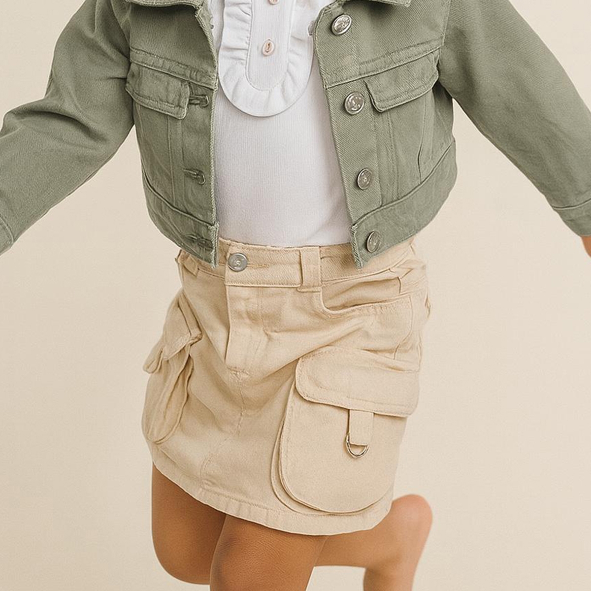 OVD KIZ 5-8 YAŞ KARGO CEPLİ RENKLİ   ETEK 