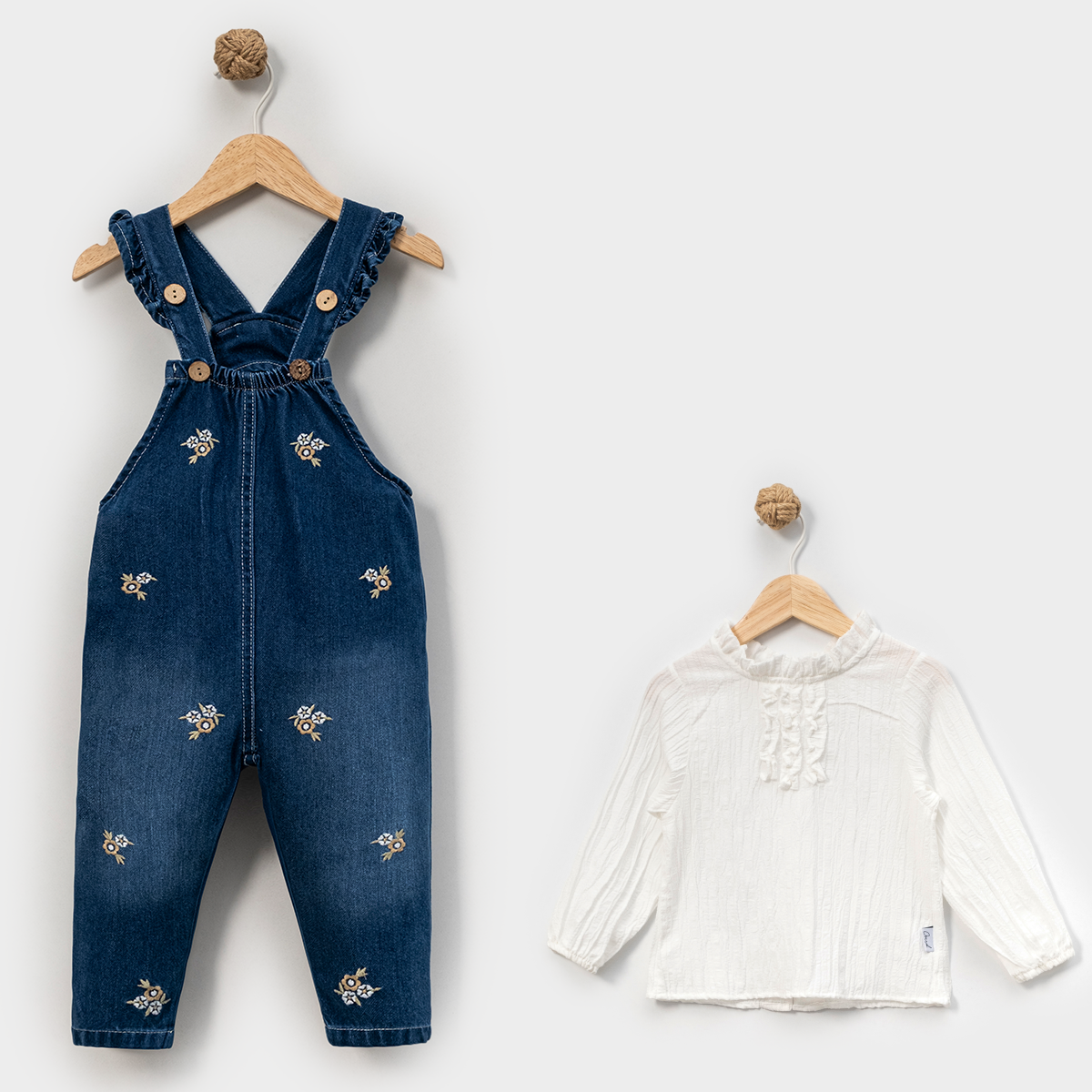 KIZ ÇOCUK 1-4 YAŞ GÖMLEK NAKIŞLI SALOPET