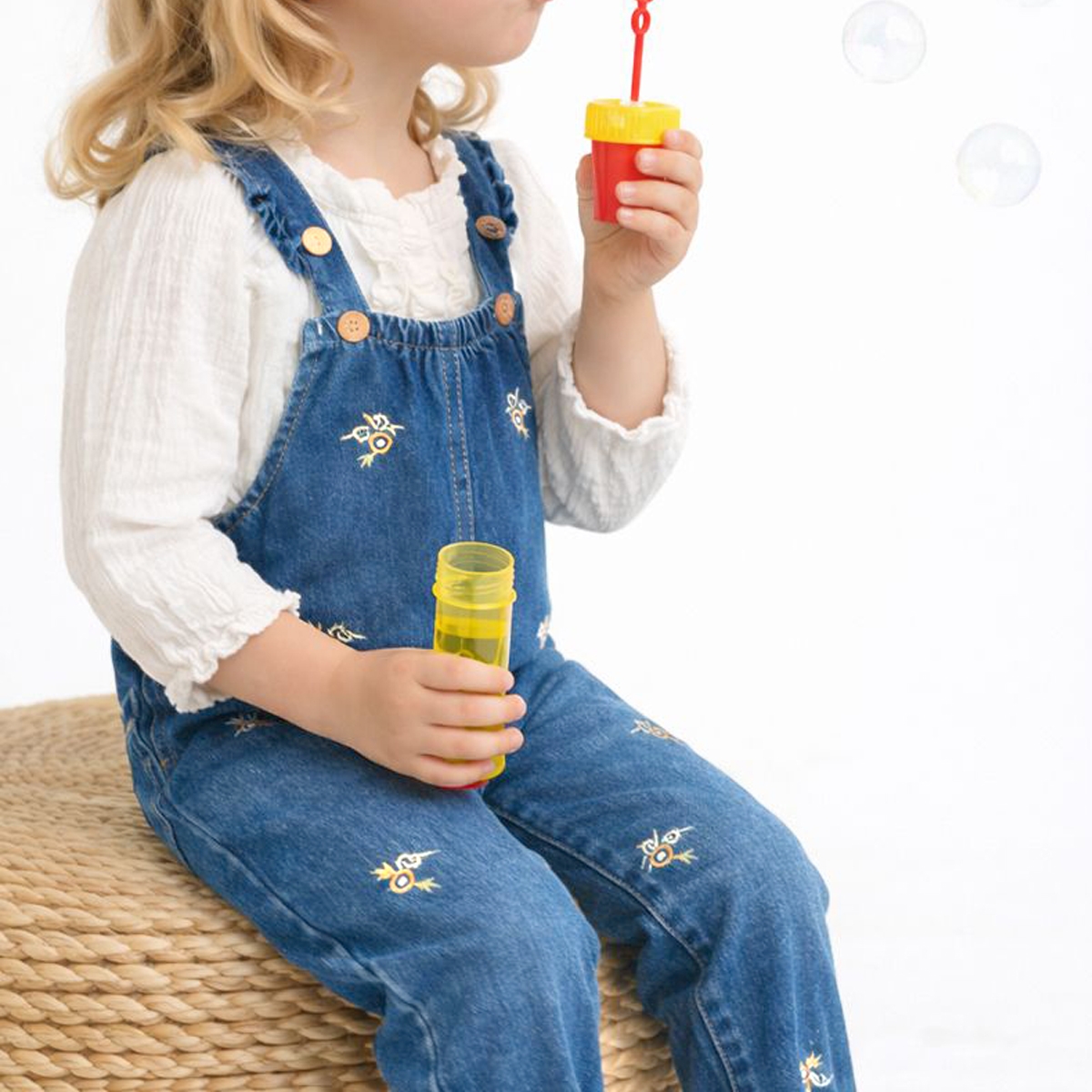 KIZ ÇOCUK 1-4 YAŞ GÖMLEK NAKIŞLI SALOPET