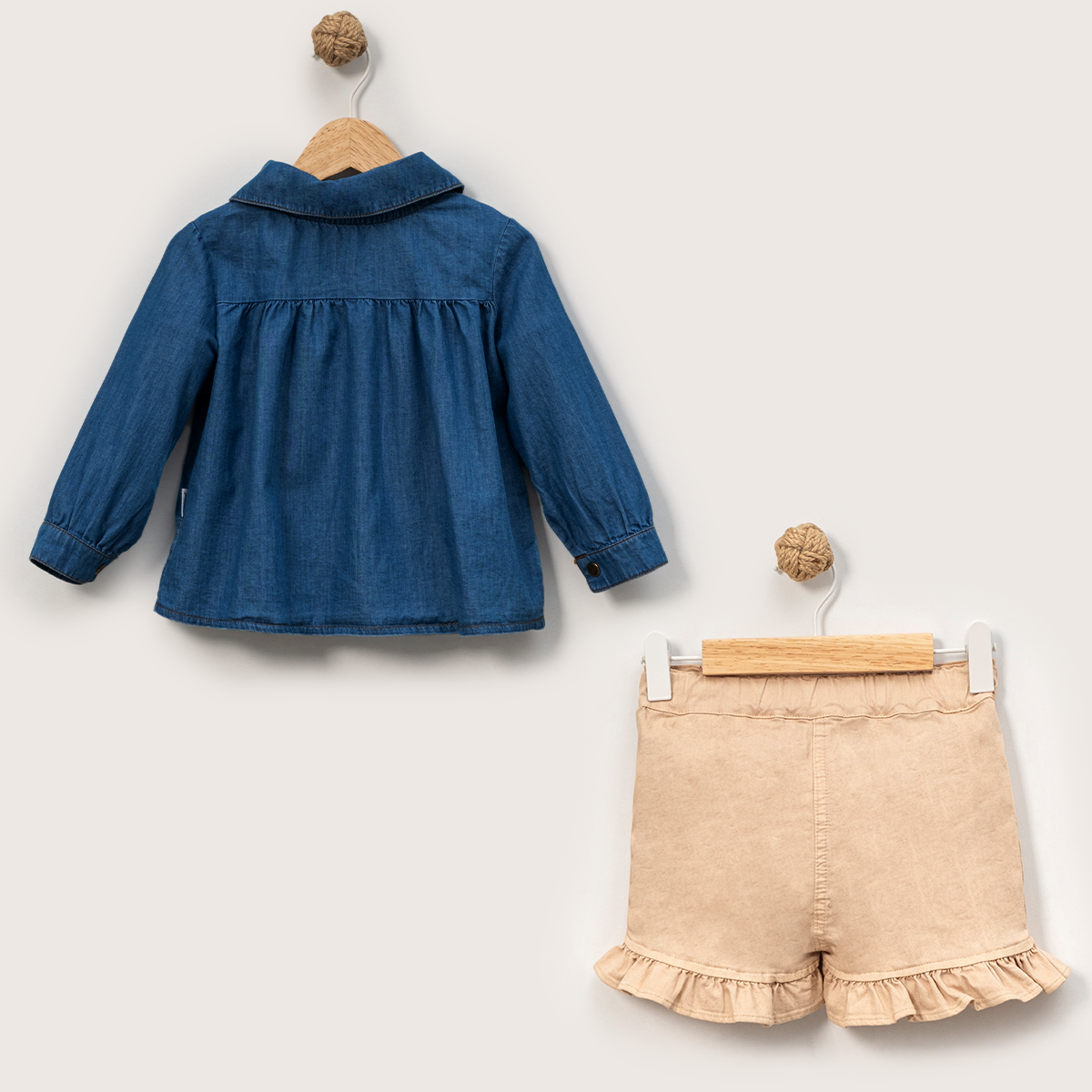 KIZ ÇOCUK 1-4 YAŞ GÖMLEK ŞORT KOT TAKIM 