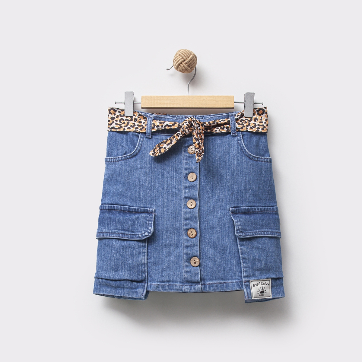 KIZ 5-8 YAŞ KOT LEOPAR KEMERLİ ETEK 