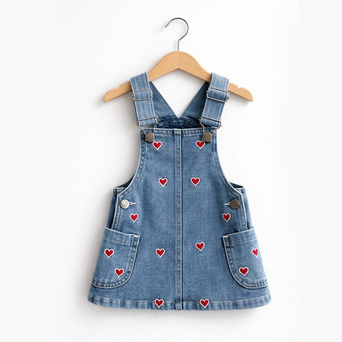 KIZ ÇOCUK 1-5 YAŞ KALP NAKIŞLI KOT JİLE