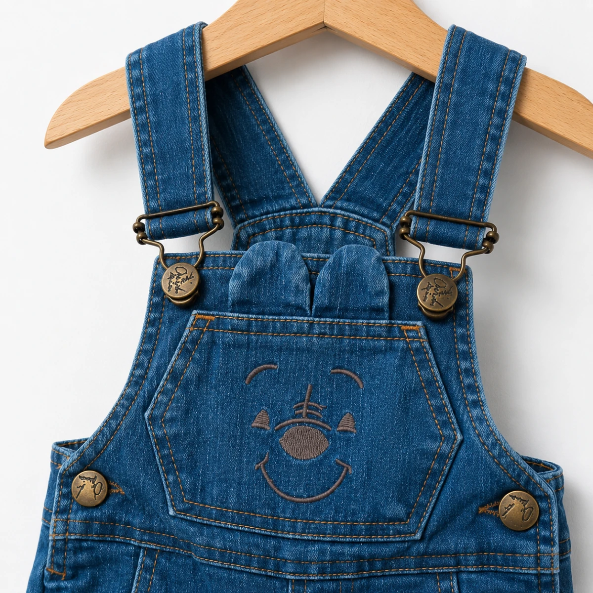 BOY 9-24 MONTHS EMBROIDERED DENIM SALOPET
