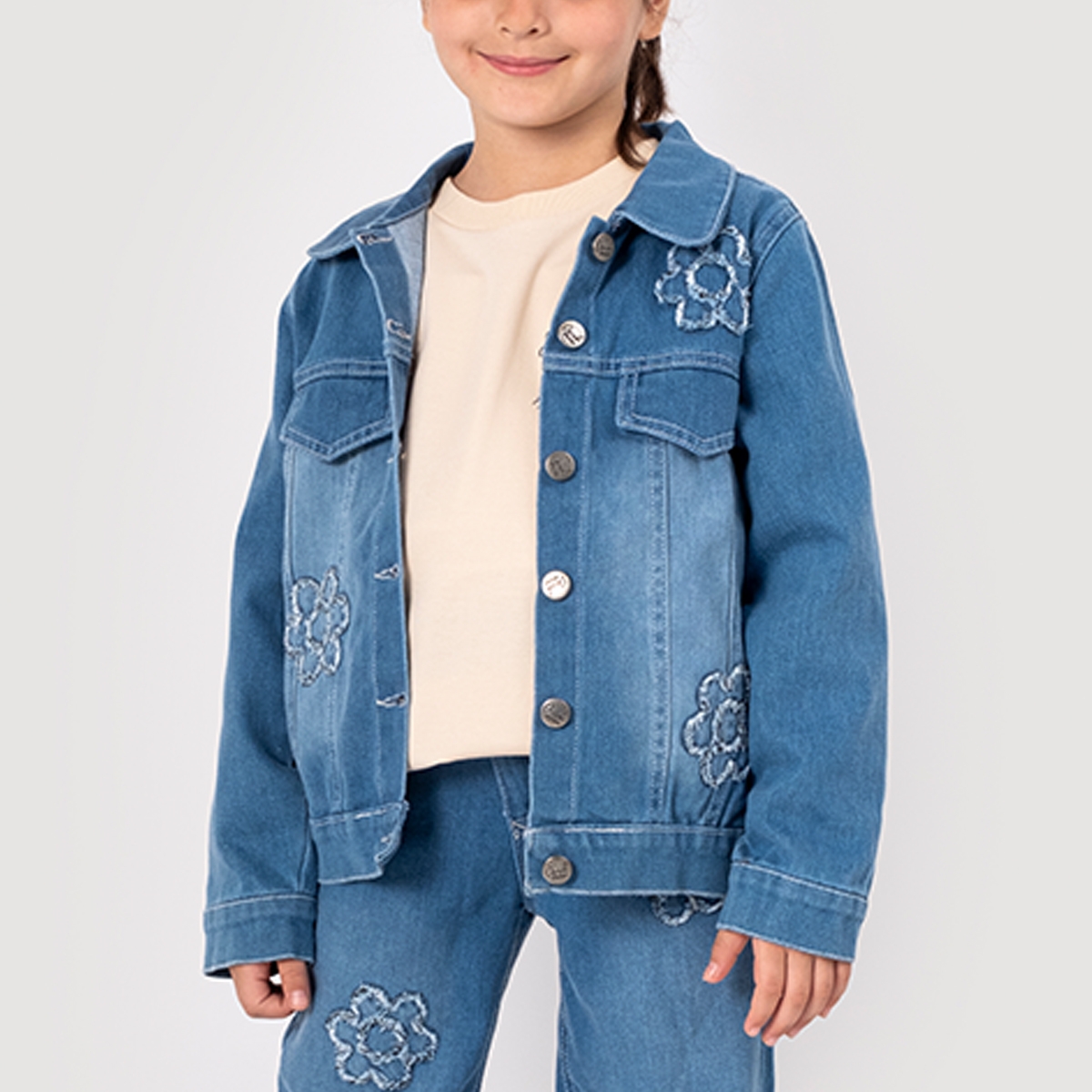 ДЕВОЧКА 5-8 ЛЕТ ДЖИНСОВАЯ КУРТКА С ВЫШИВКОЙ