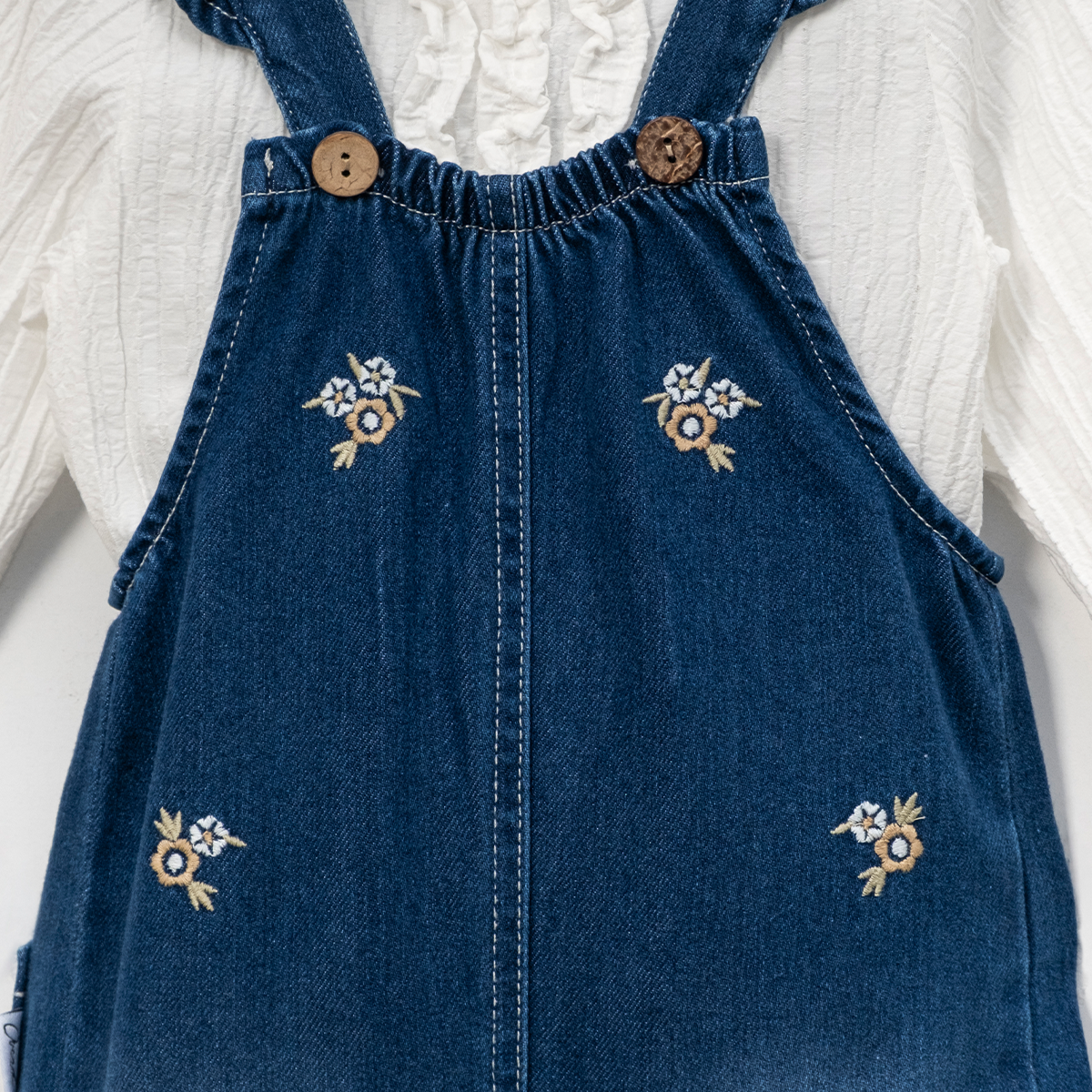 KIZ ÇOCUK 1-4 YAŞ GÖMLEK NAKIŞLI SALOPET