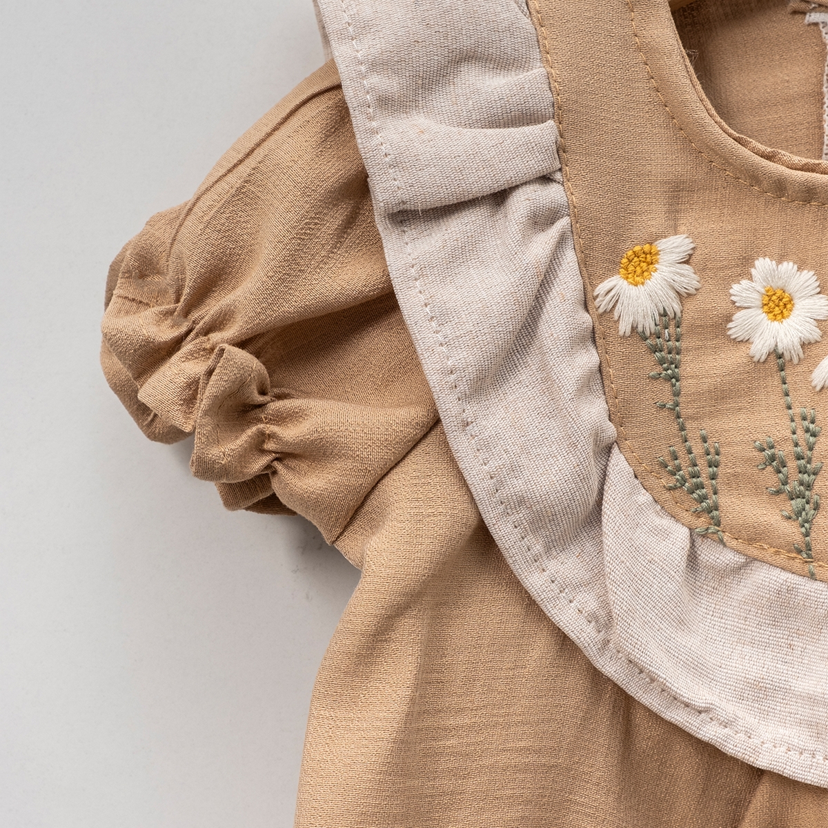 GIRL 1-4 AGE EMBROIDERED  LINEN DRESS