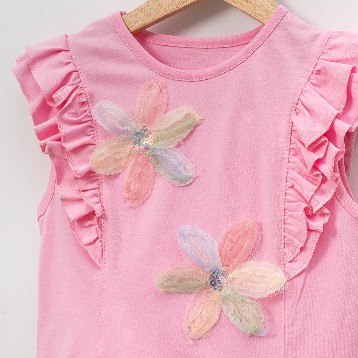 GIRL'S 5-8 AGE FLOWER T-SHIRT