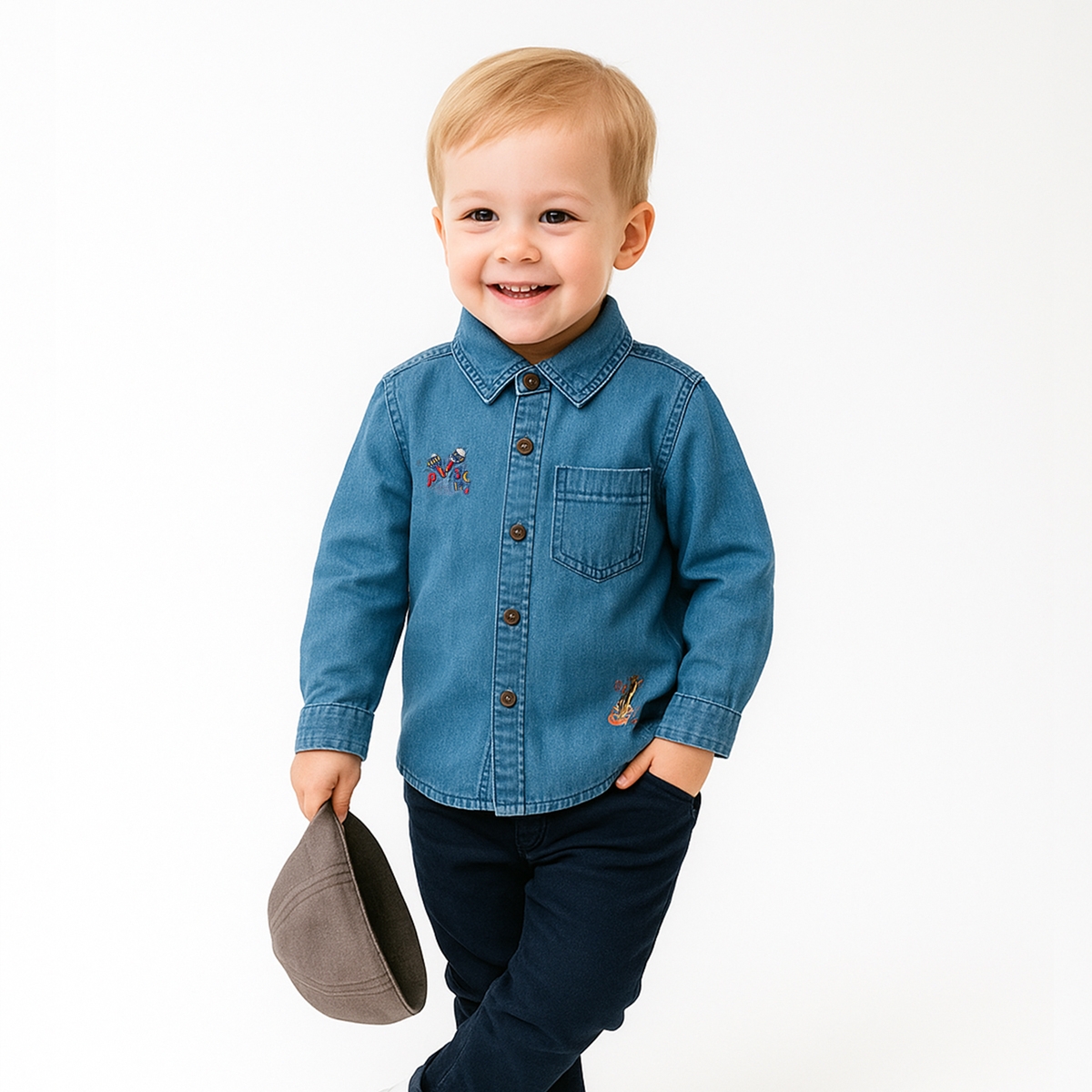 ДЖИНСОВАЯ РУБАШКА С ВЫШИВКОЙ УНИСЕКС 1–4 ЛЕТ