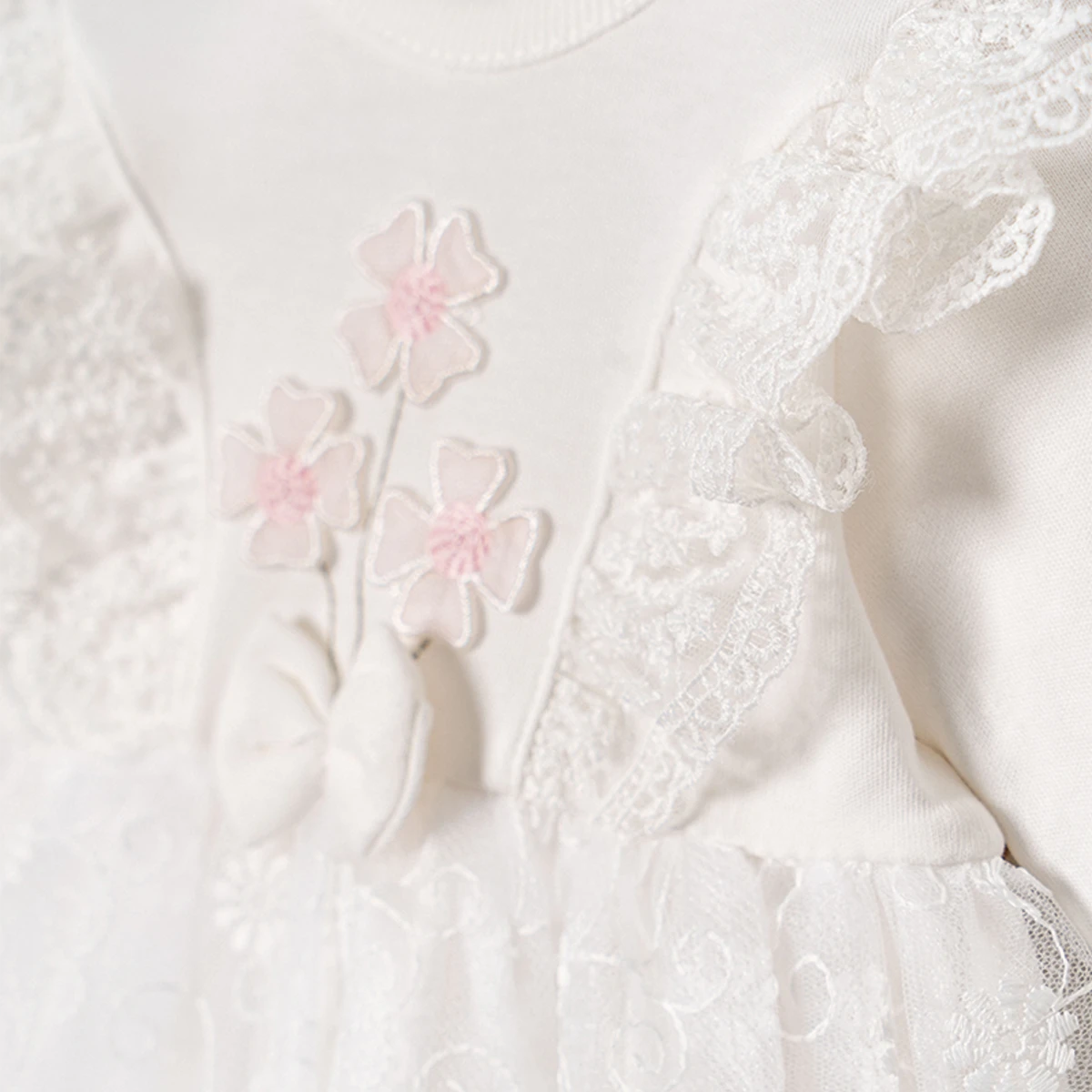 KIZ BEBEK 3-12 AY ELBİSE - BEYAZ