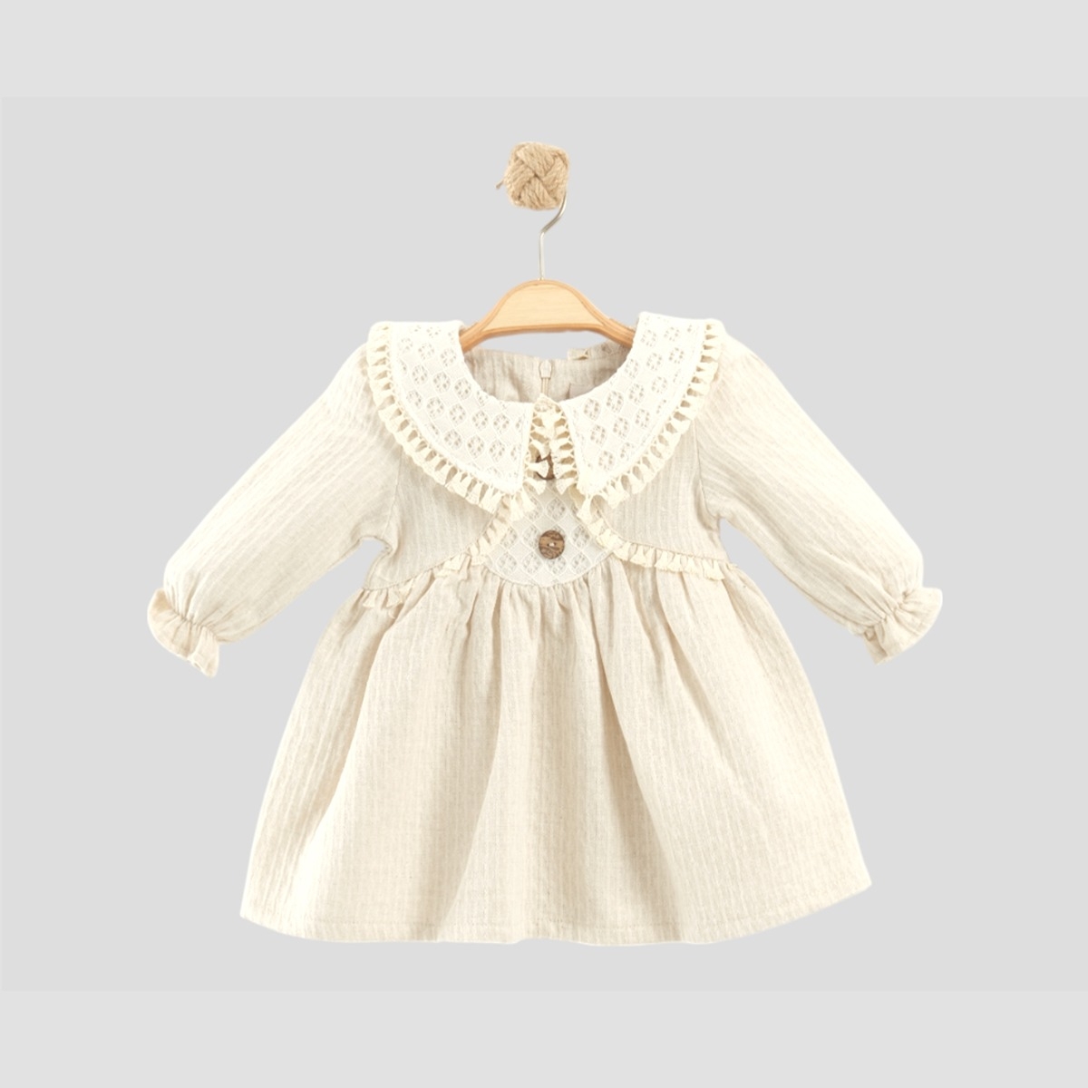 KIZ ÇOCUK 6-24 AY KETEN  ELBİSE 