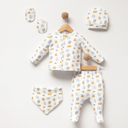 DESENLİ YENİDOĞAN 5 Lİ SET - BEYAZ