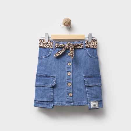 OVD KIZ 5-8 YAŞ KOT LEOPAR KEMERLİ  ETEK 