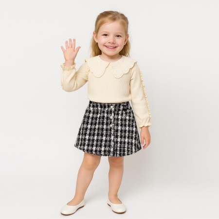 KIZ ÇOCUK 5-8 YAŞ KARELİ ŞORT ETEK 