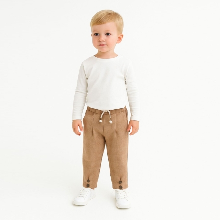 UNISEX ÇOCUK 1-4 YAŞ BEL LASTİKLİ KLASİK PANTOLON 