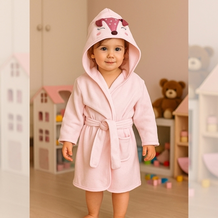 KIZ ÇOCUK FİGÜRLÜ BORNOZ 