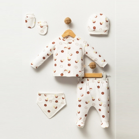 YENİDOĞAN COCONUT DESENLİ 5 Lİ SET - BEYAZ