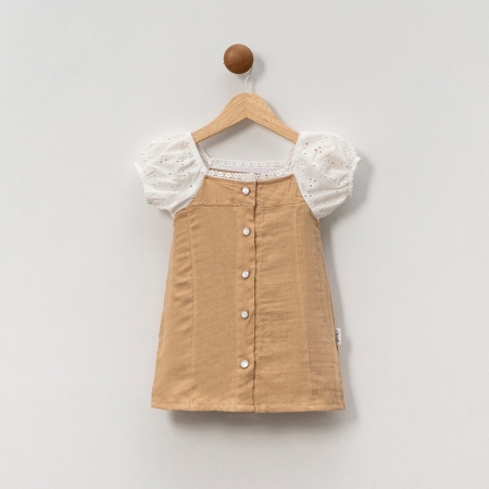 KIZ 1-4 YAŞ PAMUKLU MÜSLİN ELBİSE