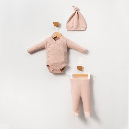 BEBEK 3-9 AY ŞAPKALI ZIBINLI 3 LÜ TAKIM