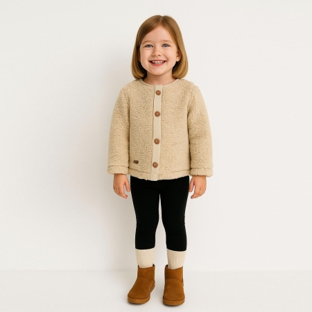 KIZ ÇOCUK 1-4 YAŞ WELSOFT CEKET - EKRU