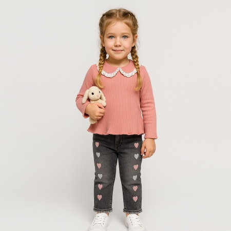 KIZ ÇOCUK 1-4 YAŞ BEBE YAKA FİTİLLİ SWEAT 