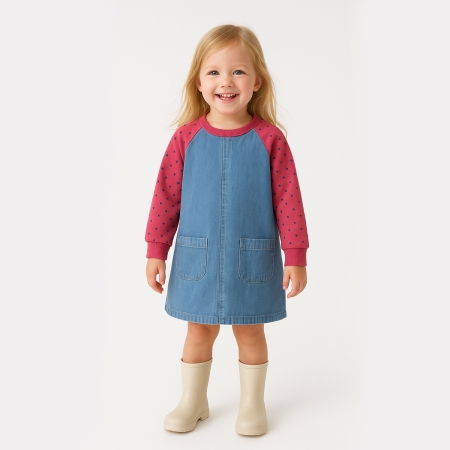 OVERDO ДЖИНСОВОЕ ПЛАТЬЕ С ПРИНТОМ