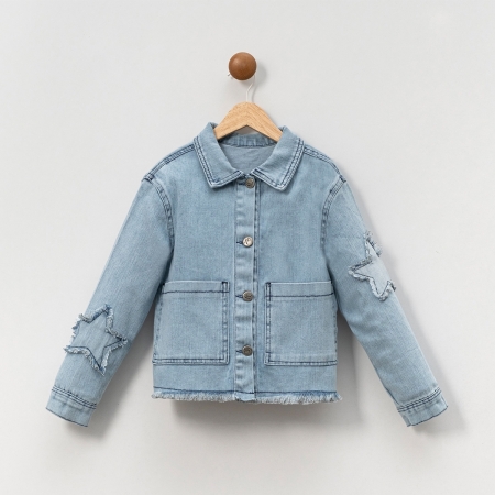 KIZ ÇOCUK 5-8 YAŞ YILDIZLI KOT CEKET 