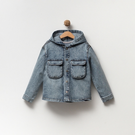 UNISEX 5-8 YAŞ KAPŞONLU KOT CEKET 