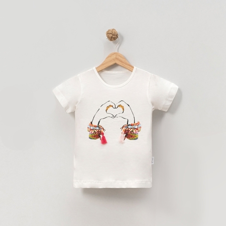 KIZ ÇOCUK 5-8 YAŞ BASKILI TİŞÖRT 