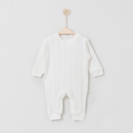 Çizgili Unisex Tulum - BEYAZ