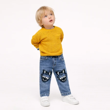 ERKEK 1-4 YAŞ NAKIŞLI KOT PANTOLON 